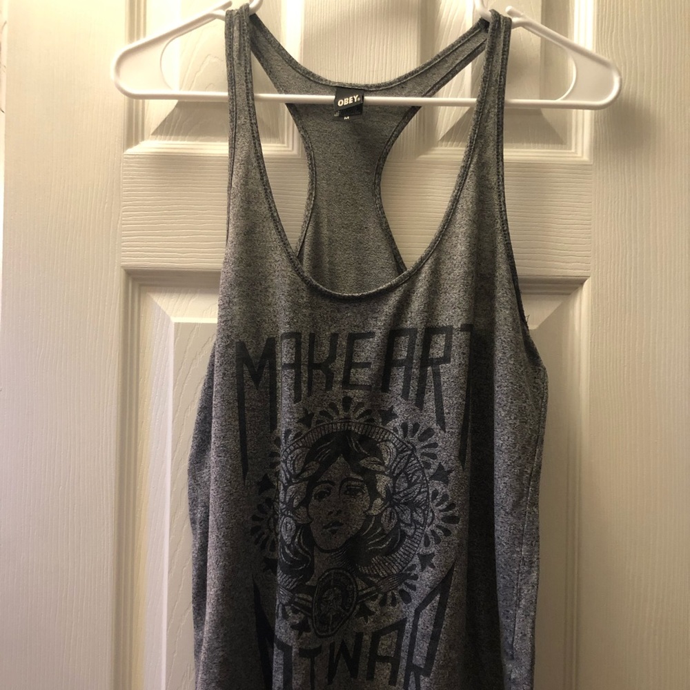 Make art not war racer back tank